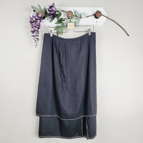 J. Jill Lagenlook Wrap Linen Midi Layered Skirt - Picture 1 of 10